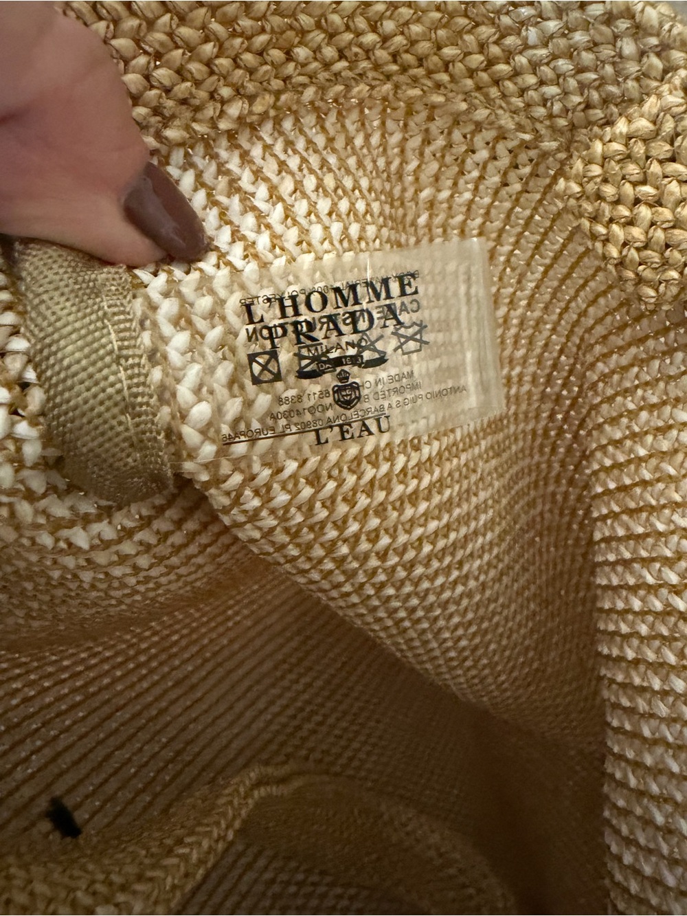 Gift with purchase Prada Natural Beige Jute Tote with Black Logo - Picture 7 of 12
